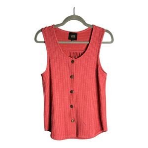 W5 Dark Pink Buttoned Front Sleeveless Sweater Small